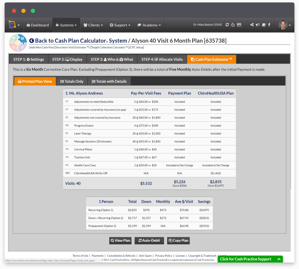 Estimate insurance benefits for your affordable payment plan agreements with the Insurance Visit Estimator - Care Plan Calculator - Cash Practice Systems