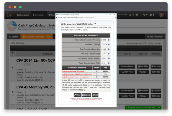 Affordable payment plan templates can include insurance benefits - Care Plan Calculator - Cash Practice Systems