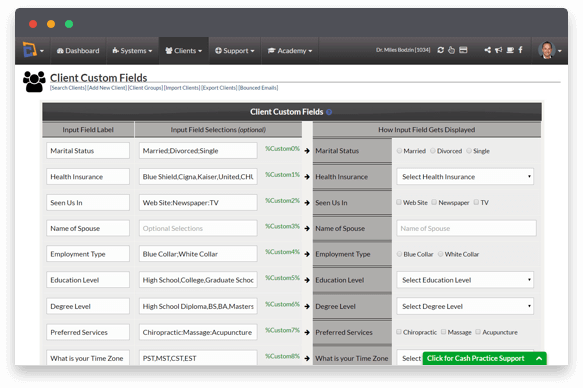 Custom Client Data Fields - Client Tracking Software - Cash Practice Systems