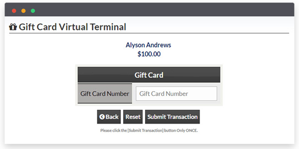 Cash Practice Gift Card Virtual Terminal - Cash Practice Systems