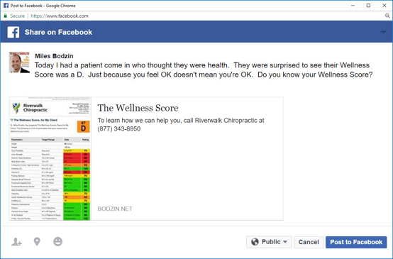 Share The Wellness Score Reports on Facebook | Cash Practice Systems